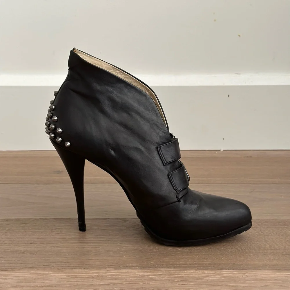 *SALE* McQ Alexander McQueen Stiletto Black Leather Boots - Picture 3 of 13
